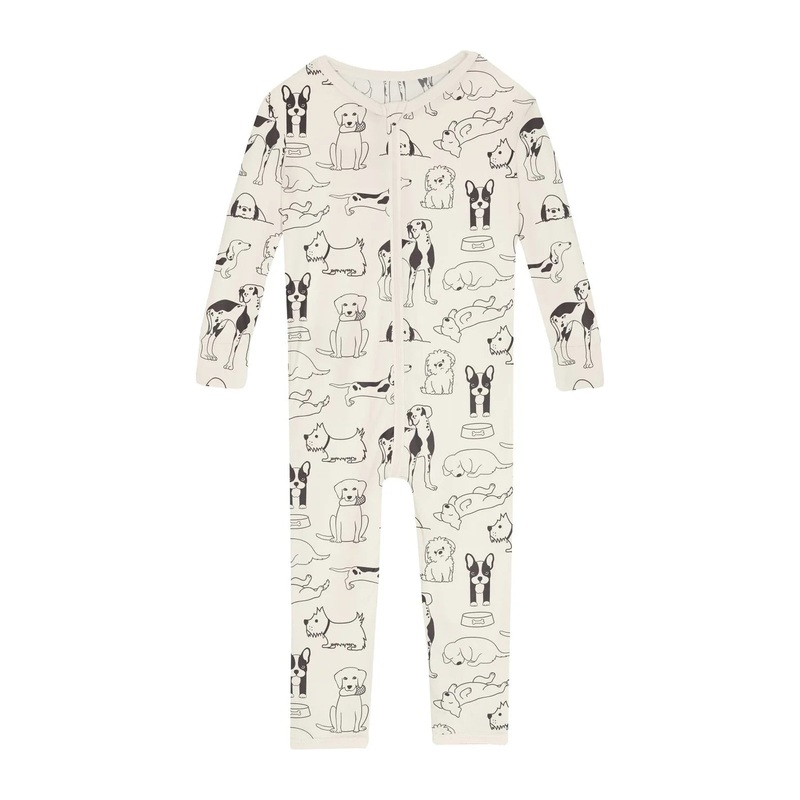 Kickee Convertible Sleeper with Zipper - Natural Dogs
