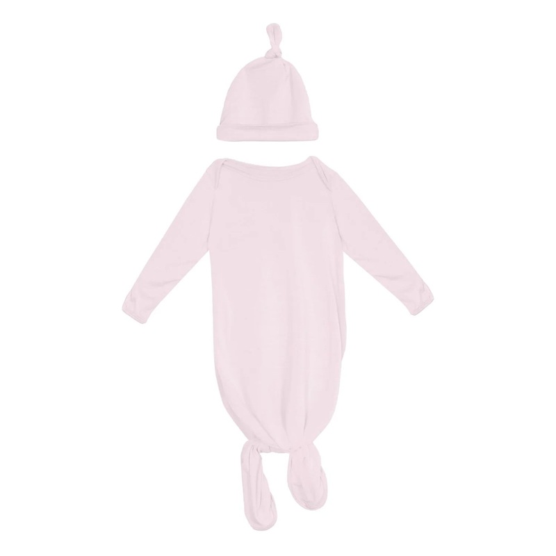 Kickee Layette Gown Converter & Single Knot Hat Set - Shrinking Violet