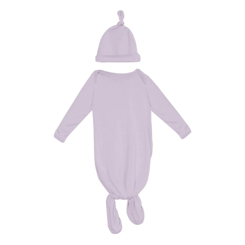 Kickee Layette Gown Converter & Single Knot Hat Set - Thistle