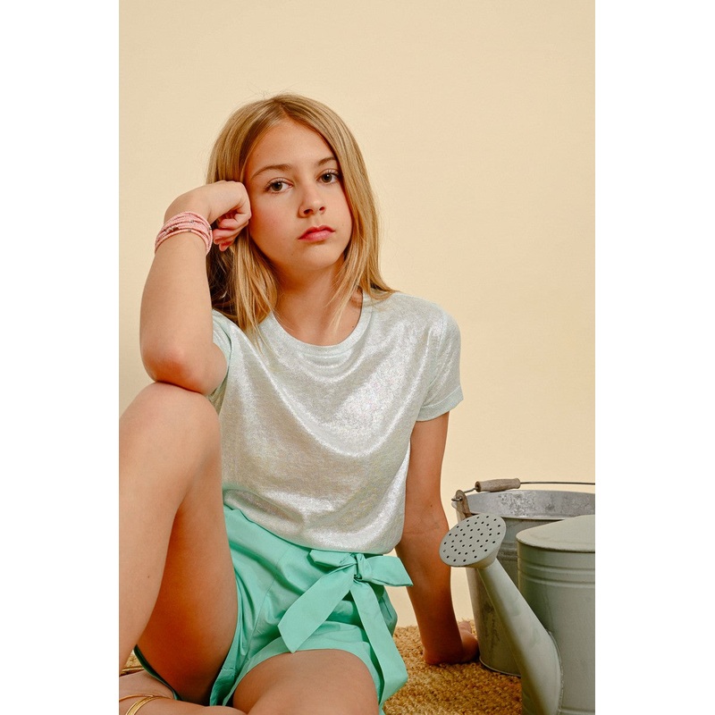 Molly Bracken Iridescent Knit Tee - Mint