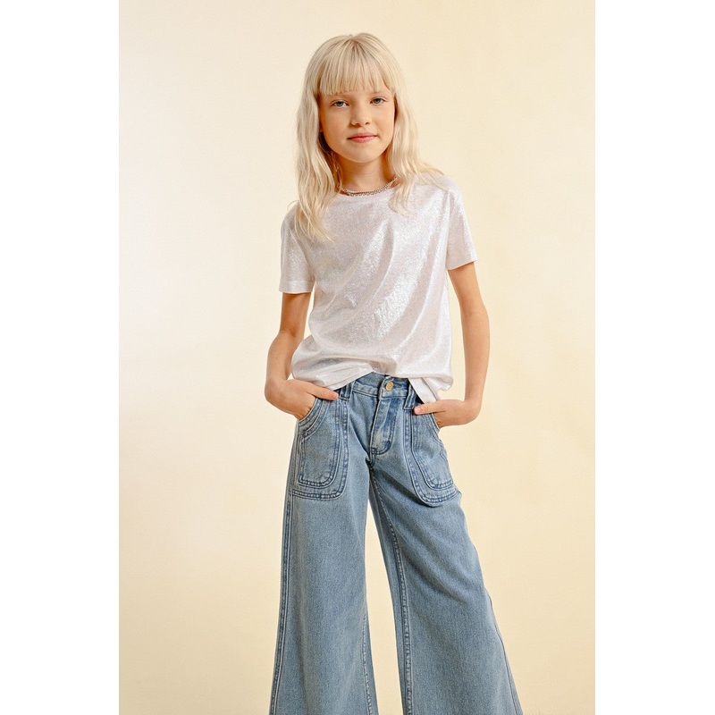 Molly Bracken Iridescent Knit Tee - White