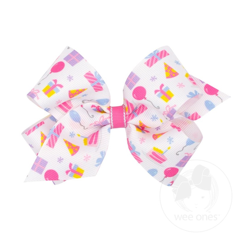 PARTY Happy Birthday-Themed Printed Grosgrain Hair Bow