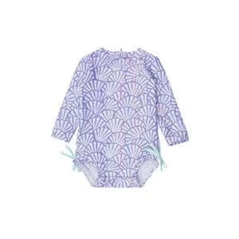 Rufflebutts Magical Mermaid L/S Rashguard One Piece Swimsuit