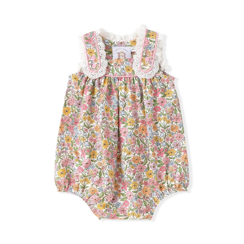 Swoon Baby Watercolor Bloom Eyelet Trim Knit Bubble