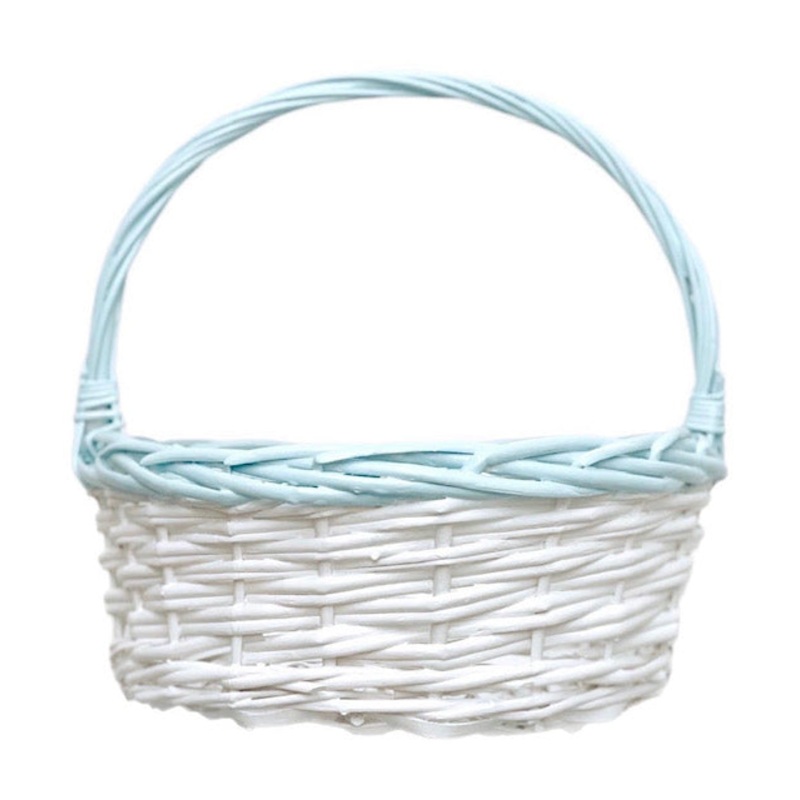 Twisted Rim Painted Willow Easter Basket - White/Blue