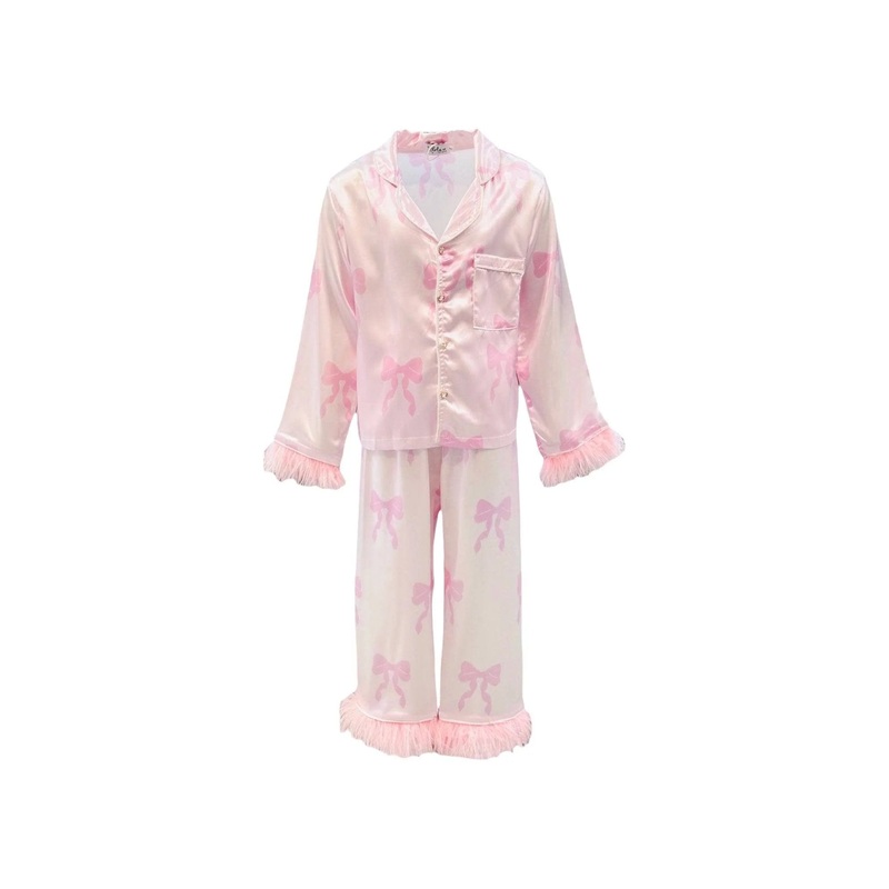 Lola and the Boys 2Pc Pretty in Bows Silky Pajama Set