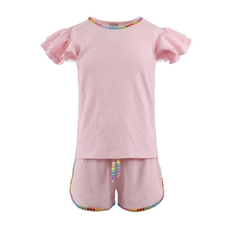 Lola and the Boys Candy Gem Bead Ruffle Set - Light Pink