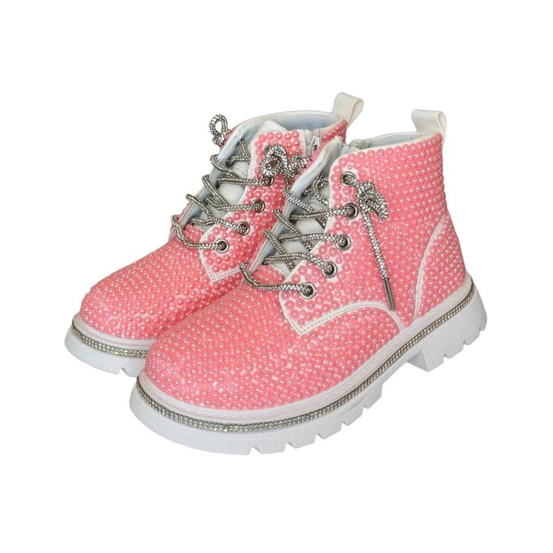 Lola and the Boys Pink Bubble Gum Shimmer Boots