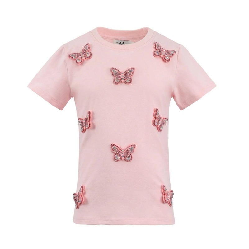 Lola and The Boys Pink Crystal Butterfly Tee