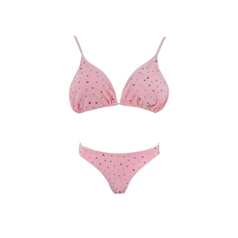 Lola and The Boys Pink Crystal Rainbow Bikini Swimsuit
