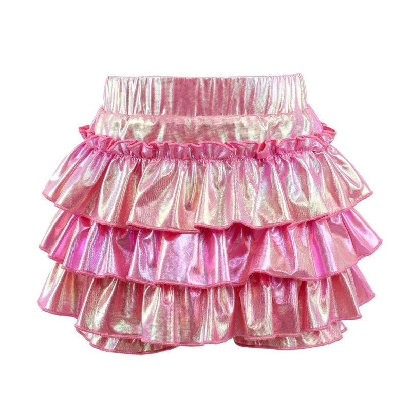 Lola and the Boys Pink Metallic Hologram Ruffle Skort
