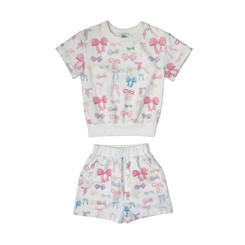 Lola and the Boys Pretty Bows Summer 2Pc Short Set