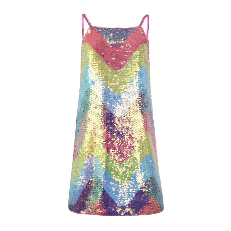 Lola and the Boys Sequin Rainbow Wave Tank Dress