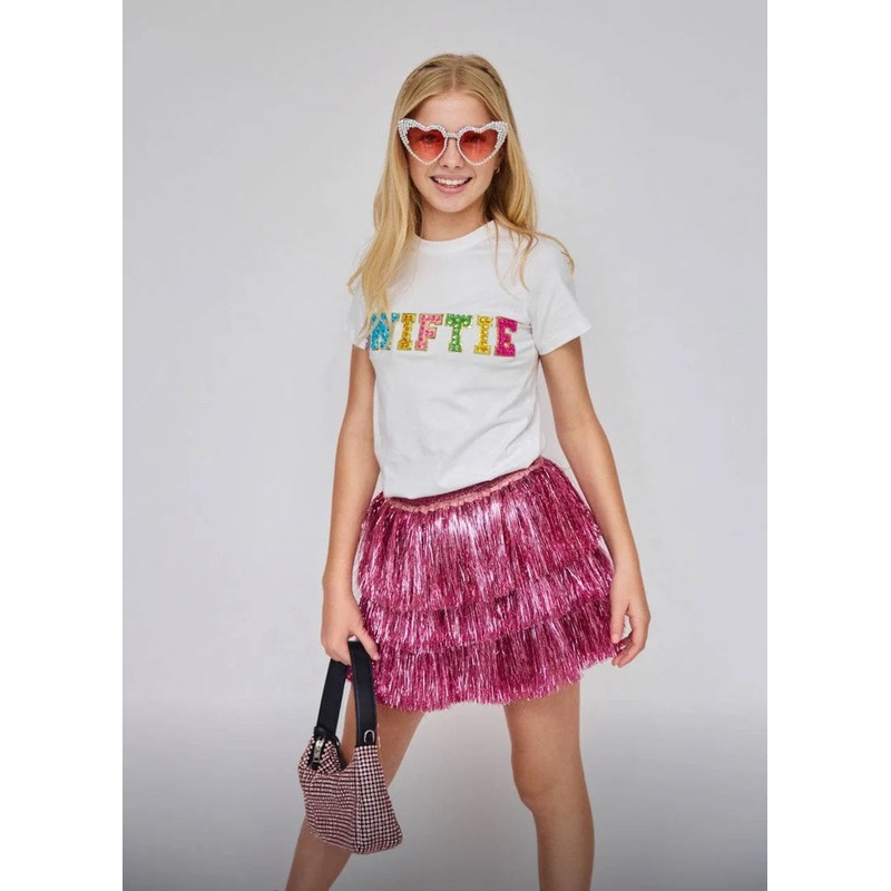 Lola and The Boys White Crystal SWIFTIE Tee