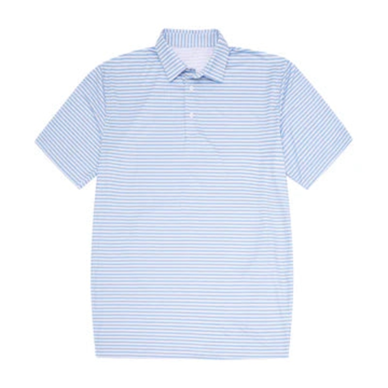 Meripex Light Blue, Grey, and White Polo