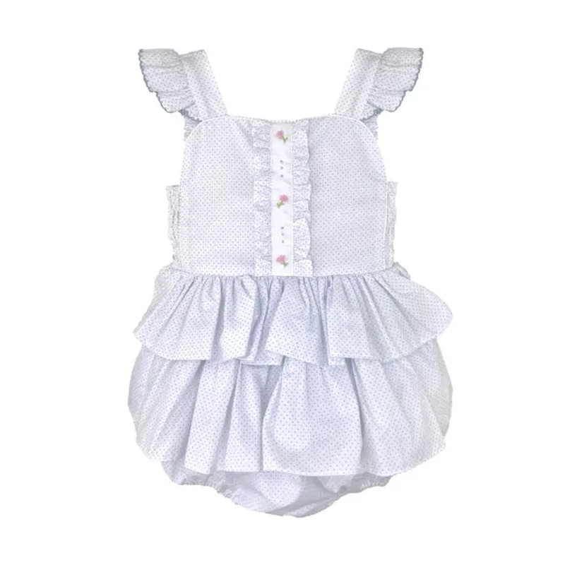 Petit Ami Blue Polka Dot Ruffled Rosette Bubble