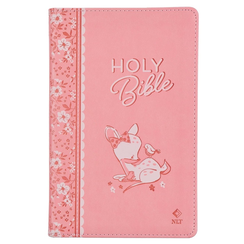Pink Faux Leather NLT Keepsake Bible for Girls