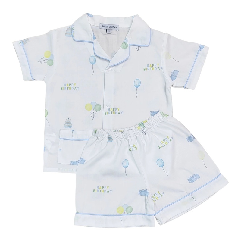 Sweet Dreams Happy Birthday Print Short Pajamas - Boy