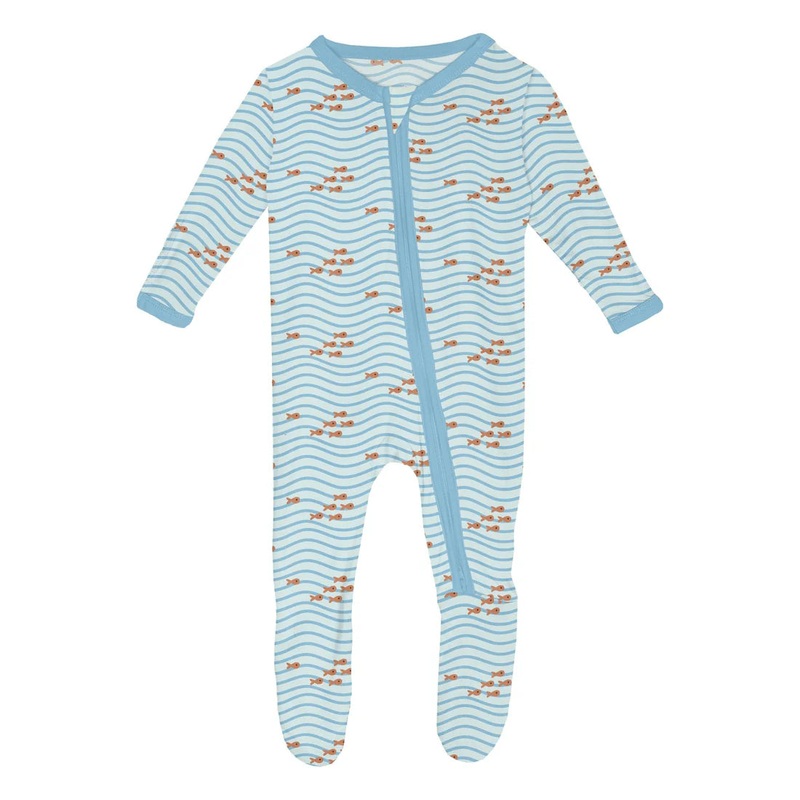 Kickee 2 Way Zipper Footie - Fresh Air Little Fishy