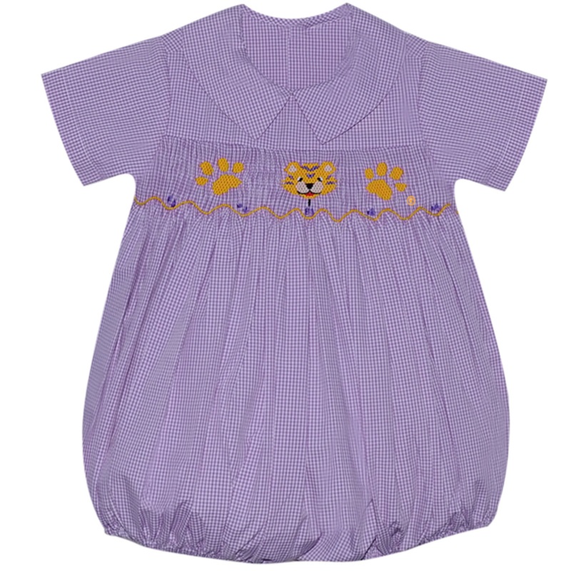 Remember Nguyen Smocked Gingham Tigers Boy Bubble
